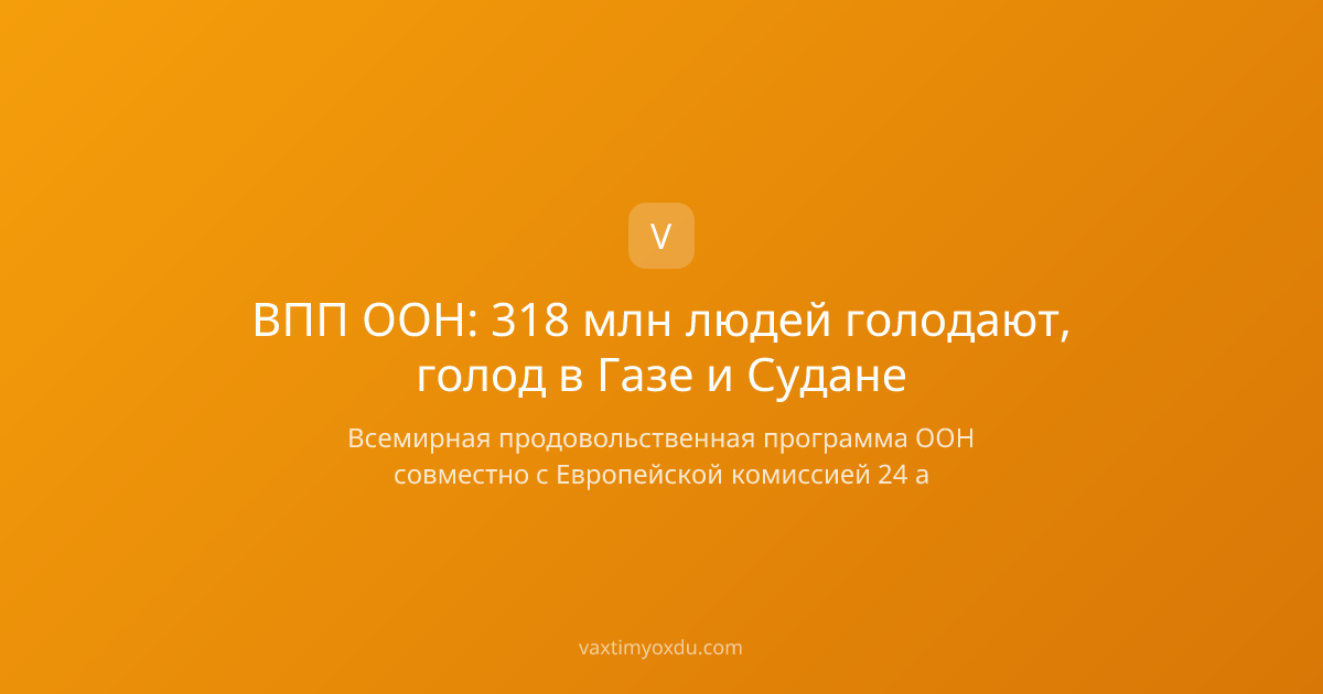 ВПП ООН: 318 млн людей голодают, голод в Газе и Судане