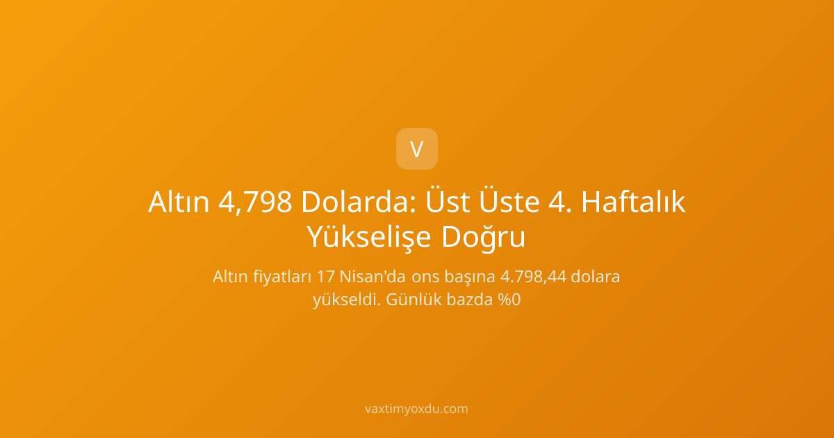 Altın 4,798 Dolarda: Üst Üste 4. Haftalık Yükselişe Doğru