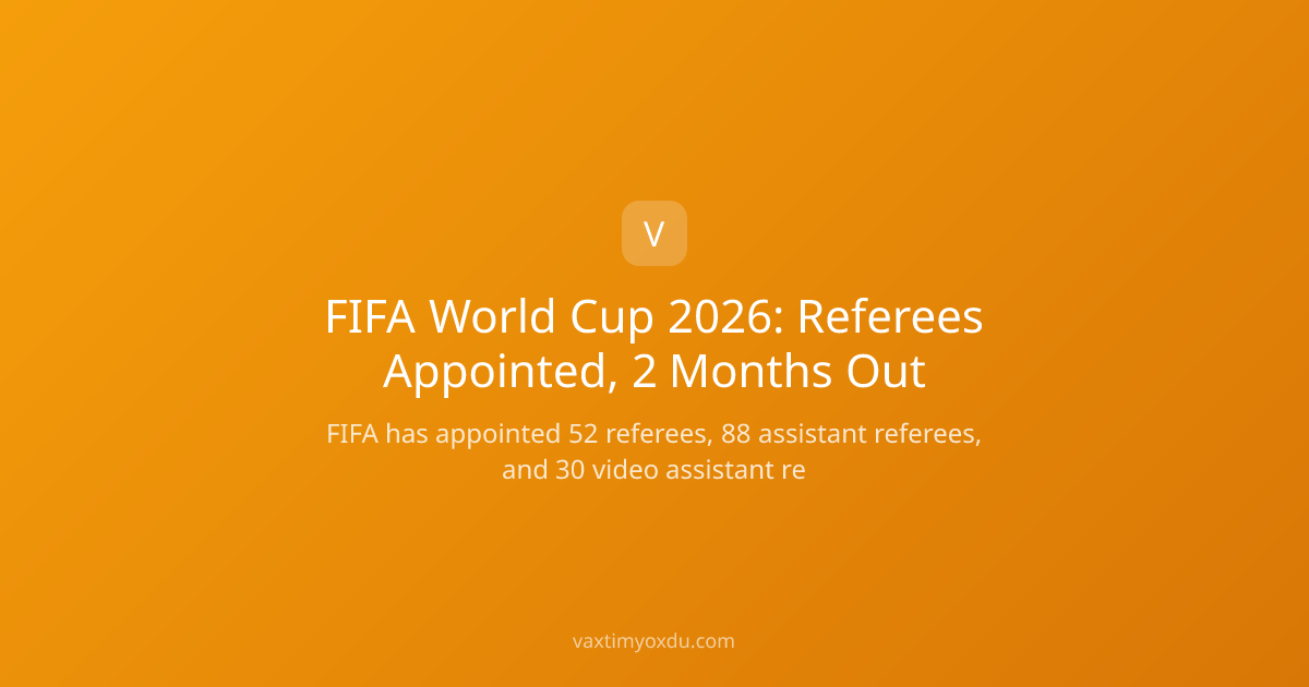 FIFA World Cup 2026: Referees Appointed, 2 Months Out